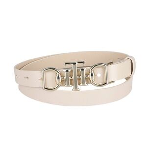 Elegant Cream Belt with Silver Buckle